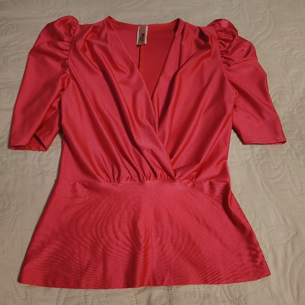Elegant Pink Satin Blouse